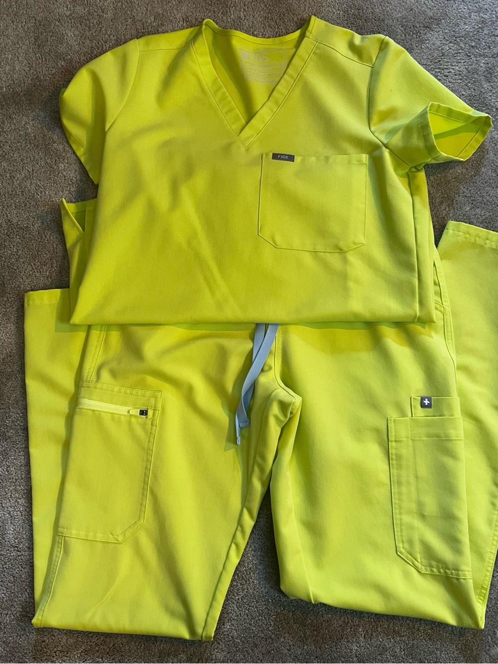 FIGS Women's Neon Yellow Catrina Top and Kade Bottom